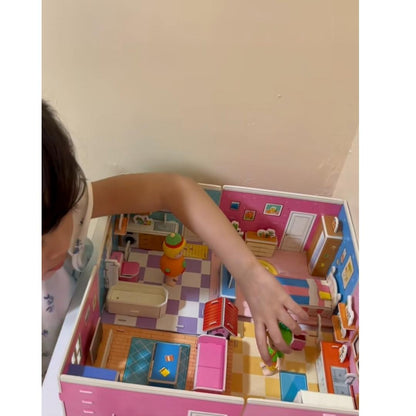 Casa de boneca pequena para crianças. Um mundo de imaginação em uma casinha feita para horas de diversão segura e educativa.