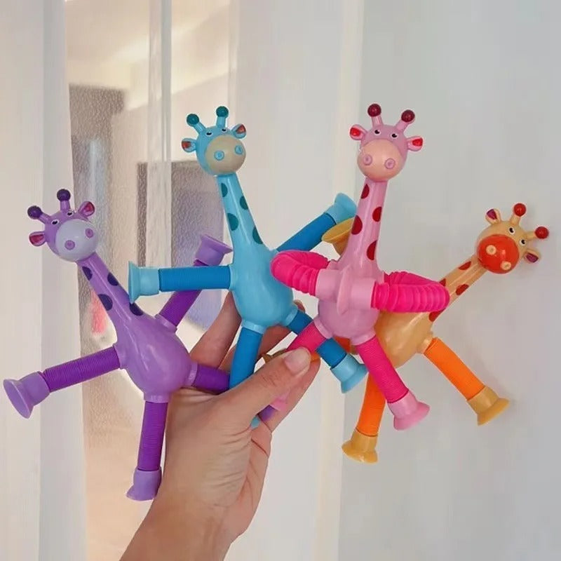 Brinquedo girafa educativa e divertida para bebês e crianças - Kit Girafinhas coloridas e interativas com ventosa