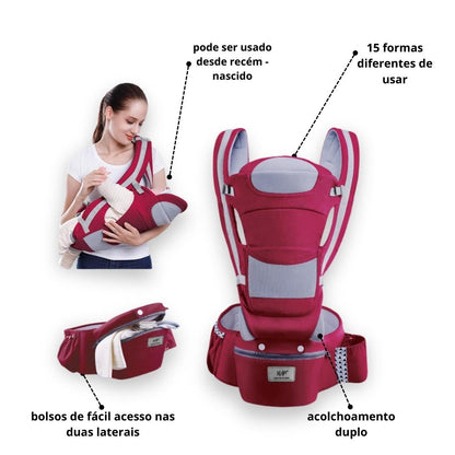 Canguru ergonômico para bebês, projetado para garantir conforto e segurança. Ideal para passeios e para manter seu bebê perto, sem abrir mão da praticidade.