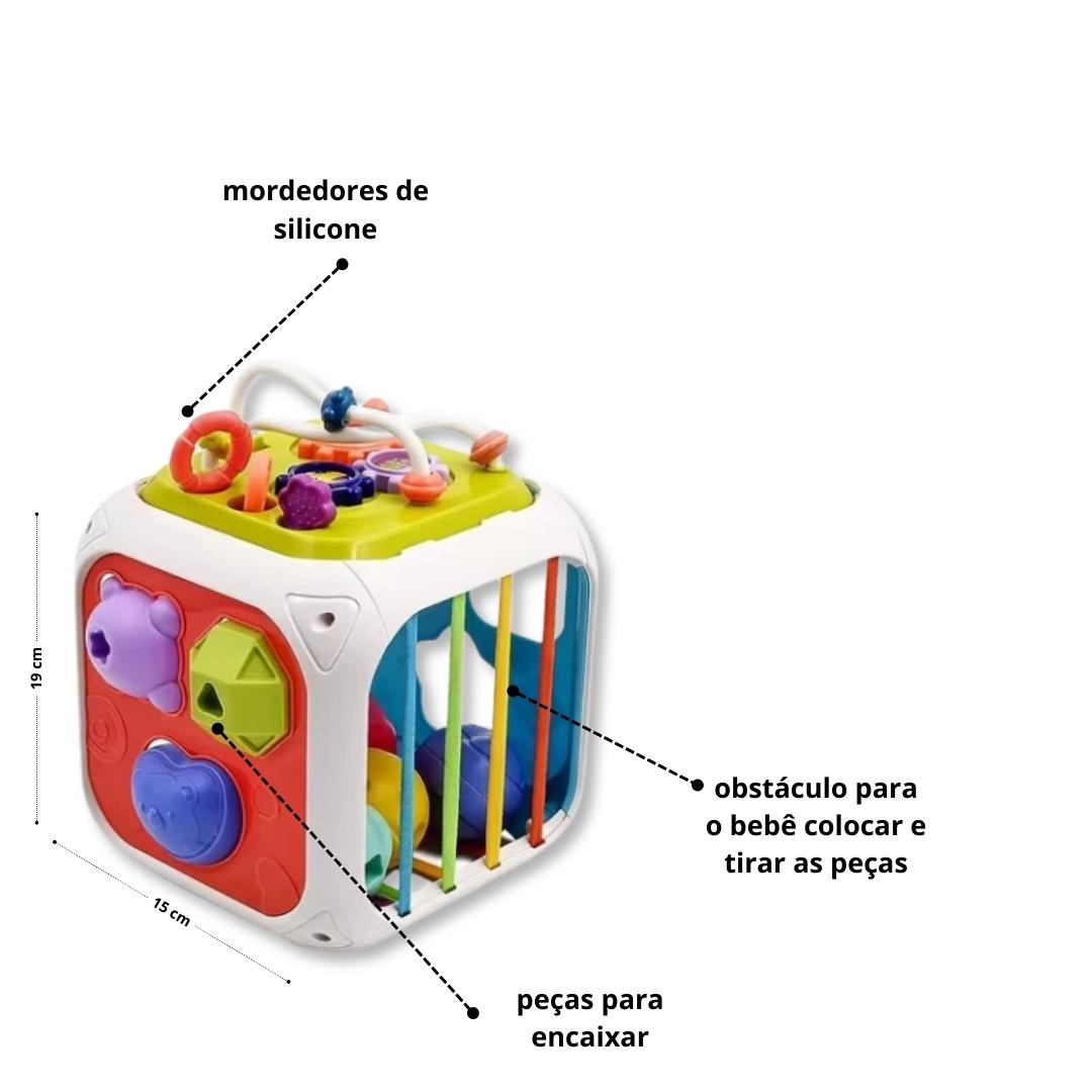 Encontre o cubo didático montessoriano, um brinquedo educativo que combina aprendizado e diversão, perfeito para crianças em fase de desenvolvimento.