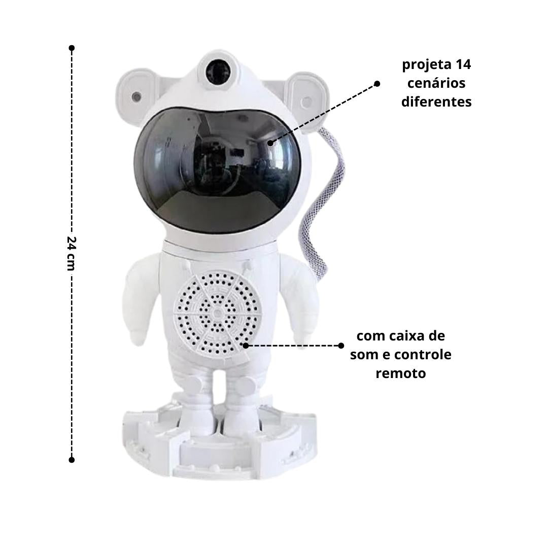  Luminária Astronauta Projetor de Estrelas, transforma qualquer espaço em um céu estrelado, disponível na loja LiwTeck.