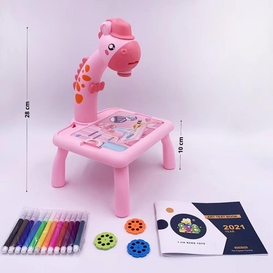 Projetor de desenho infantil com tema girafa, perfeito para criar desenhos e incentivar a imaginação das crianças, disponível na loja LiwTeck.